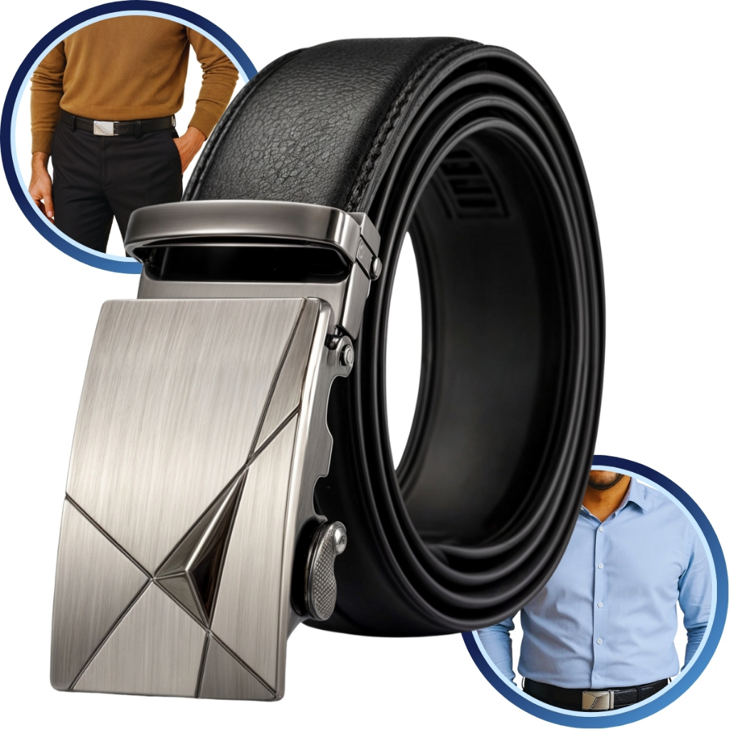 Cinto Masculino Social Preto Em Couro De Luxo Fivela Automática em Oferta na Shopee