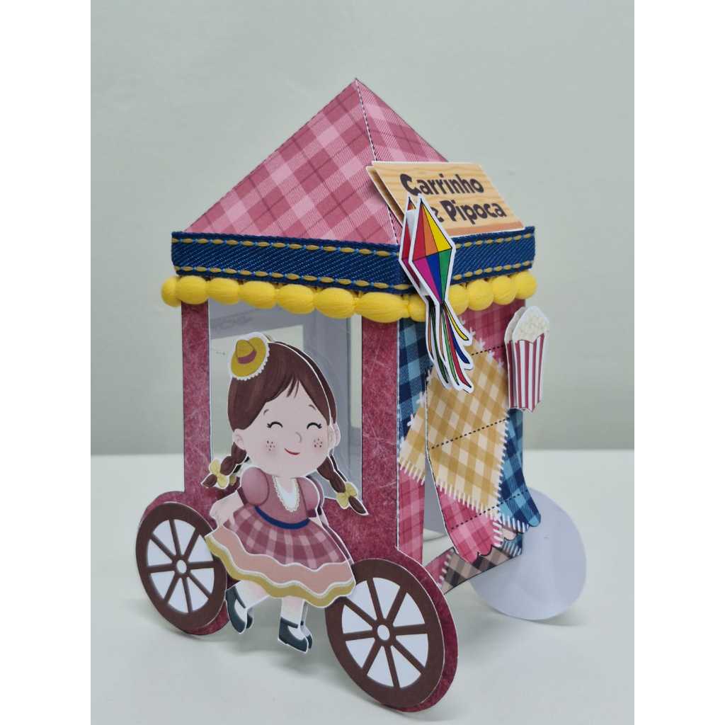 🧡Kit Lembrancinhas de Aniversário Infantil Personalizada.Carrinho de pipoca menina Festa Junina. Papelaria Personalizada