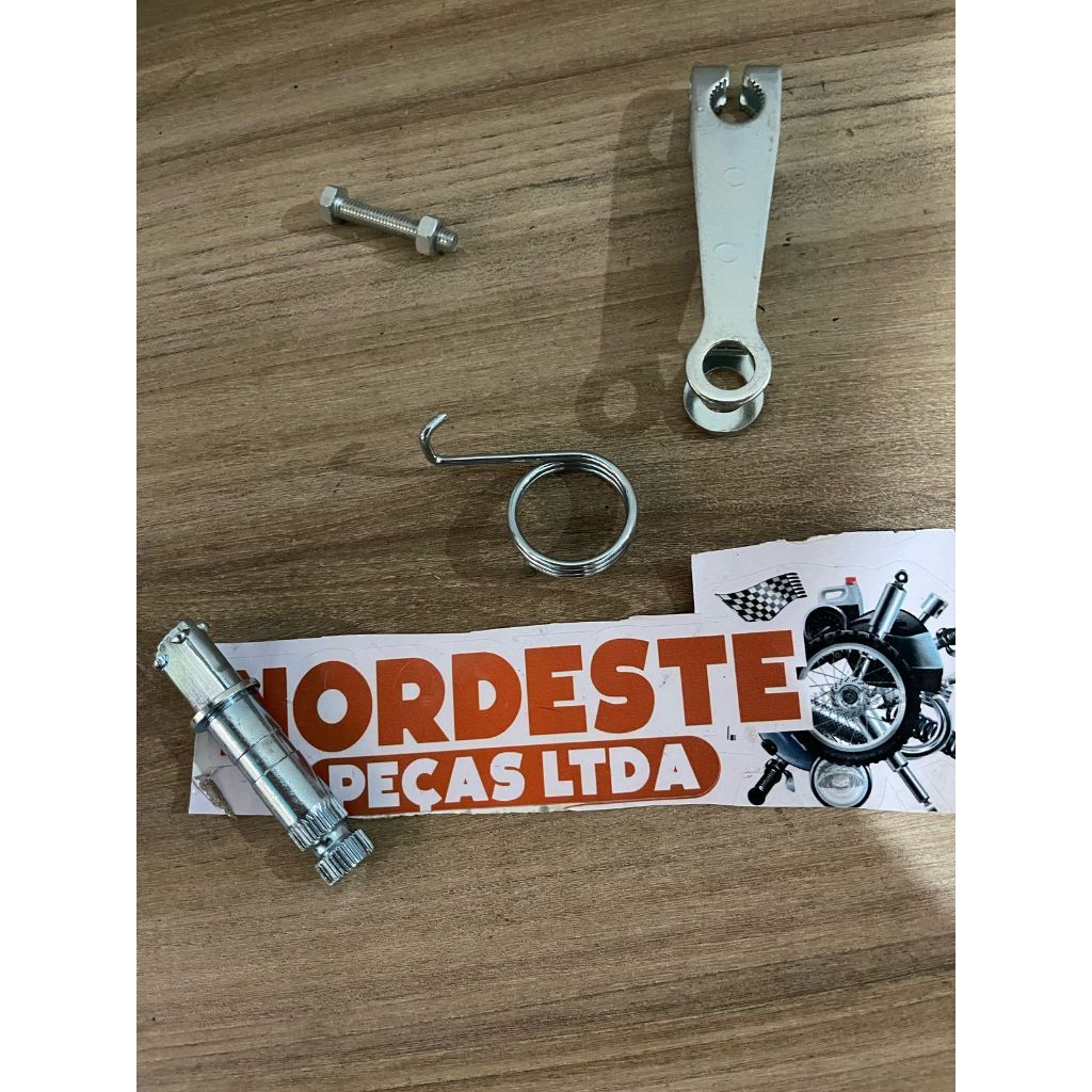 BRACO DE FREIO DIANTEIRO + EIXO PATIM +MOLA PARAFUSO Moby 50cc Sky 50 125cc