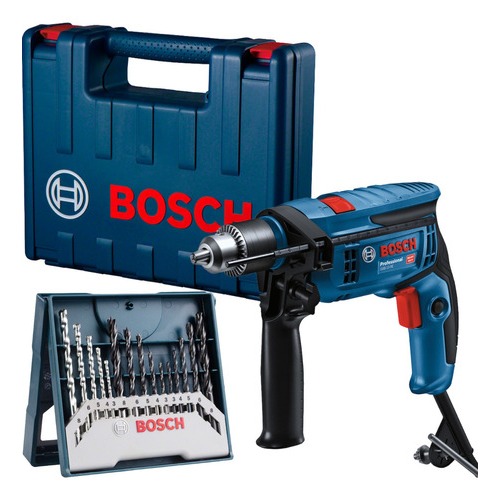 Kit Furadeira Impacto Bosch GSB 13 RE 220v + X-Line Jogo de Brocas 15 Pcs