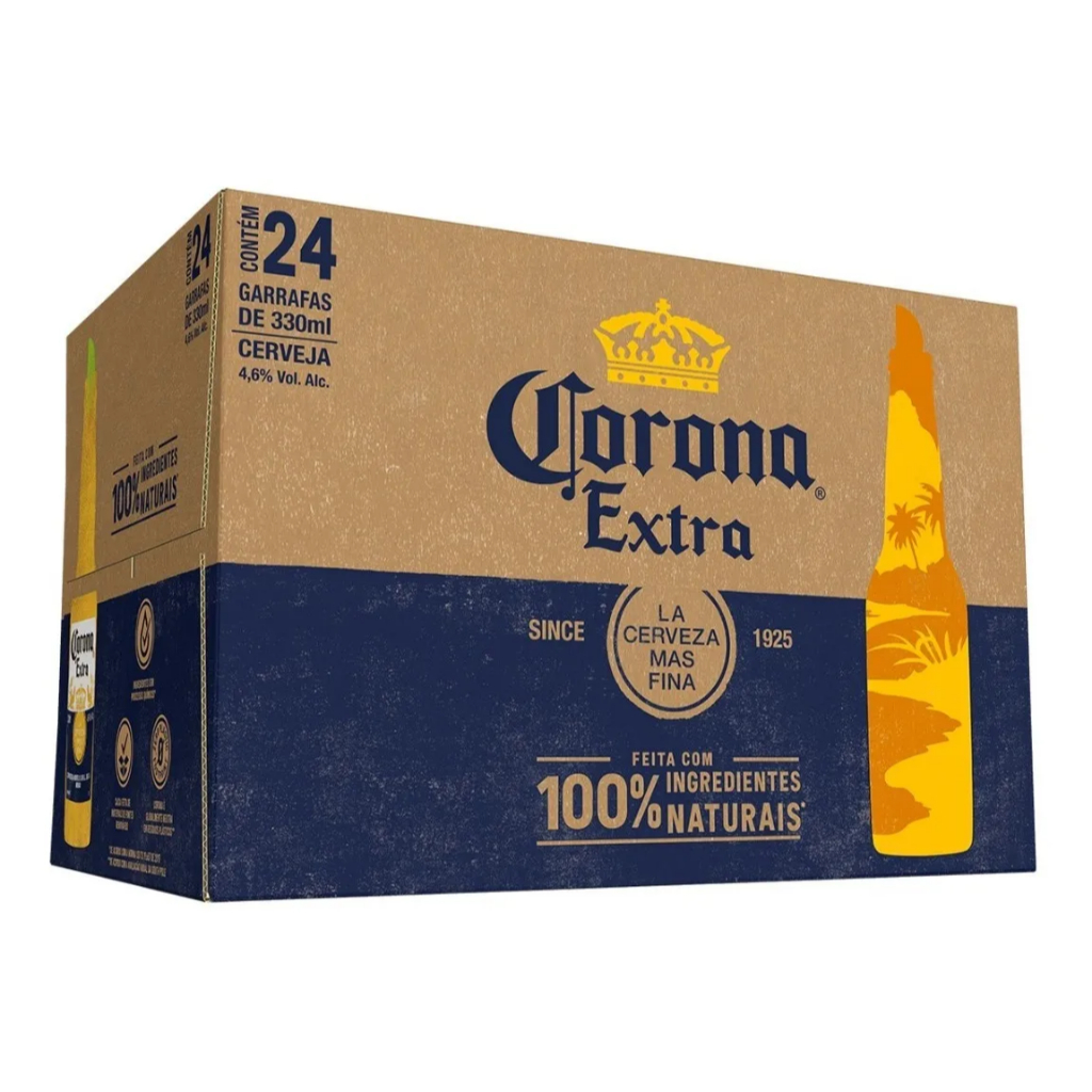 cerveja corona extra long neck 330ml 24 unidades