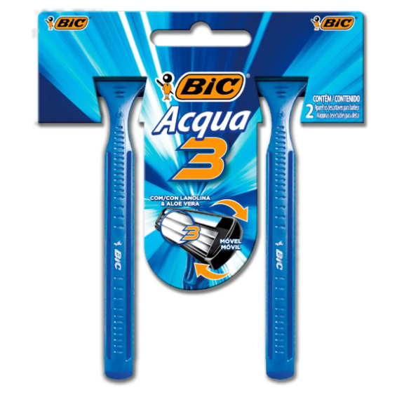 Detalhes do Aparelho de Barbear BIC3 Acqua com 2 unidades