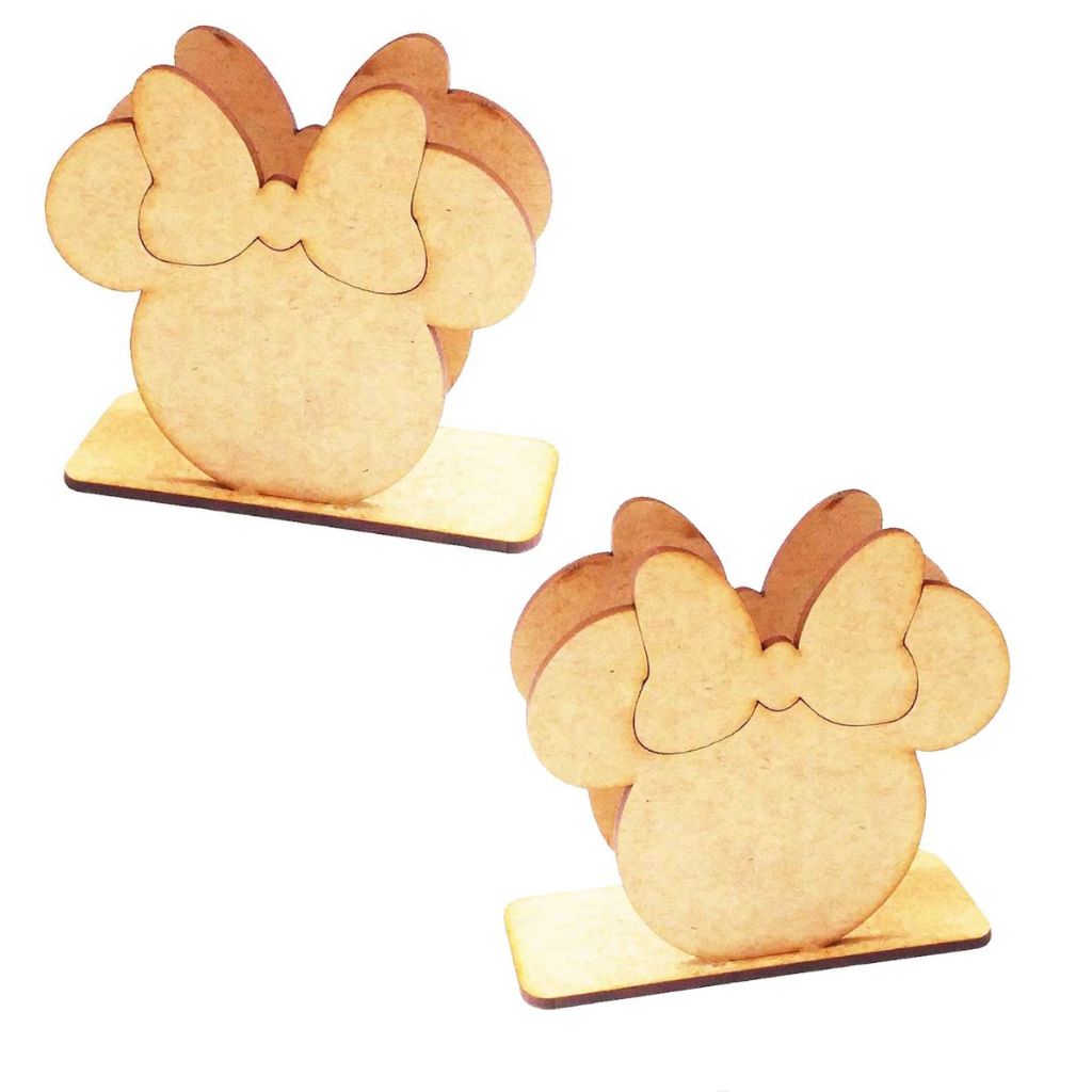 Kit 10 porta guardanapo minnie mdf cru enfeite decoração mesa lembrancinha festa aniversário minie