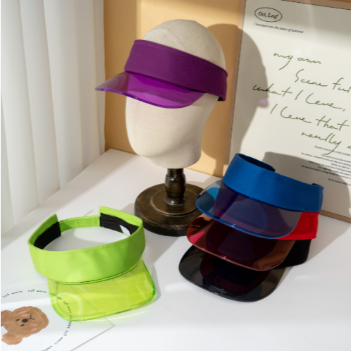 Viseira Transparente Adulto Tecido  Esporte Neon Colorido Aba Silicone Moda Praia ref: HYL-7#
