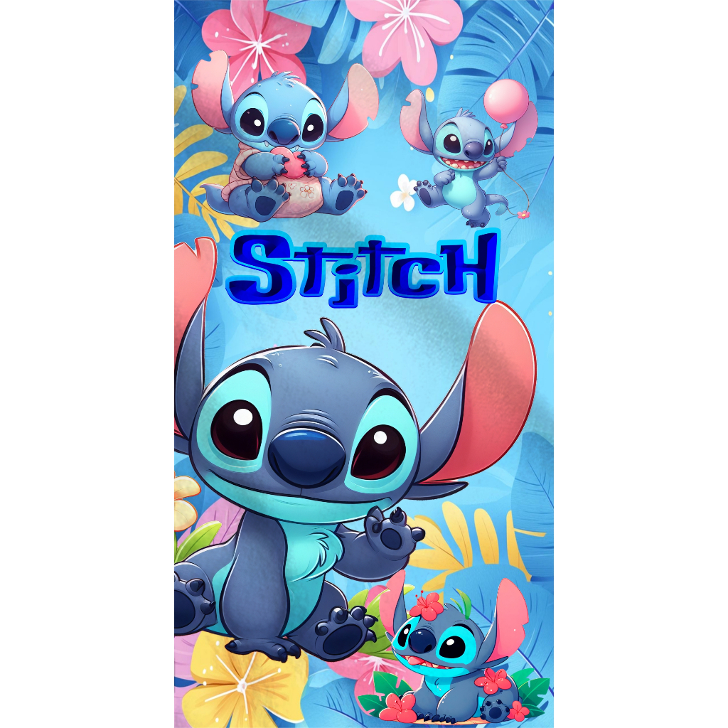 Toalha Banho e Praia Infantil Desenho Animado stitch - 1,40x 0,70m