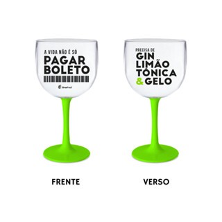 Taça Plástica para Festas Drinks Coquetéis Gin 580 ml Brasfoot Tema A Vida Não é Só Pagar Boleto