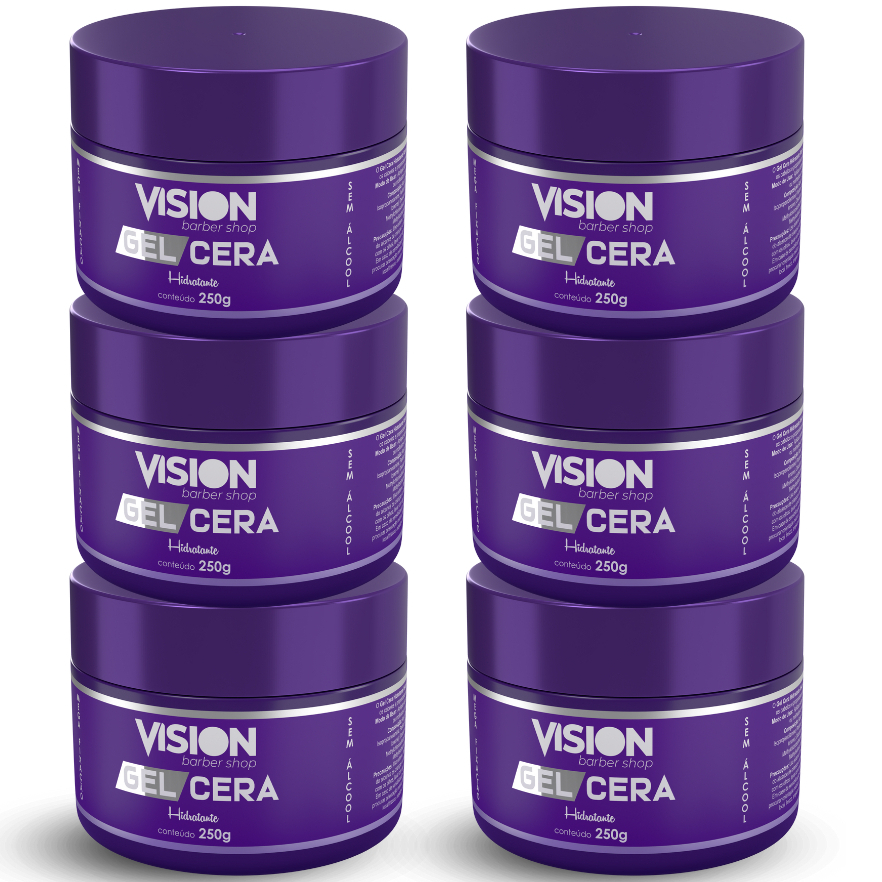 Kit Gel Cera Hidratante Vision Barber Shop 250g - 06 Unidades