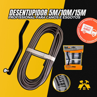 Desentupidor Manual 5 - 10 Ou 15 Metros Profissional Conexões Canos Esgoto Encanação Geral em Oferta na Shopee