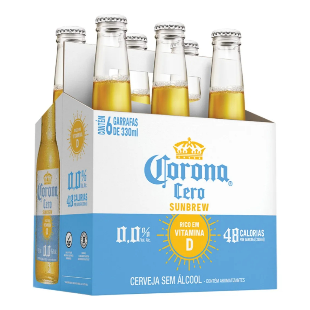 Cerveja Corona Zero Sunbrew 330ml Long Neck - 6 Unidades