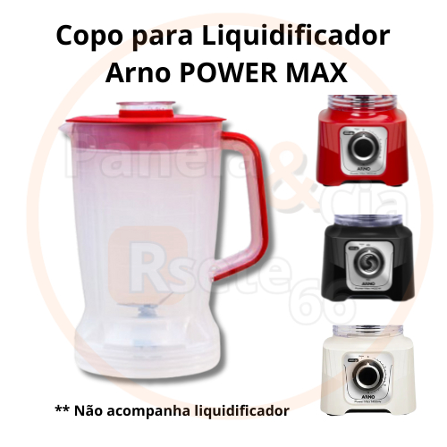 Copo para liquidificador ARNO modelo POWER MAX LN50 - LN51 -LN54 - LN55- LN59 - LN60 -  LN61 -LN 78 - MP60 - MP70 - MP74