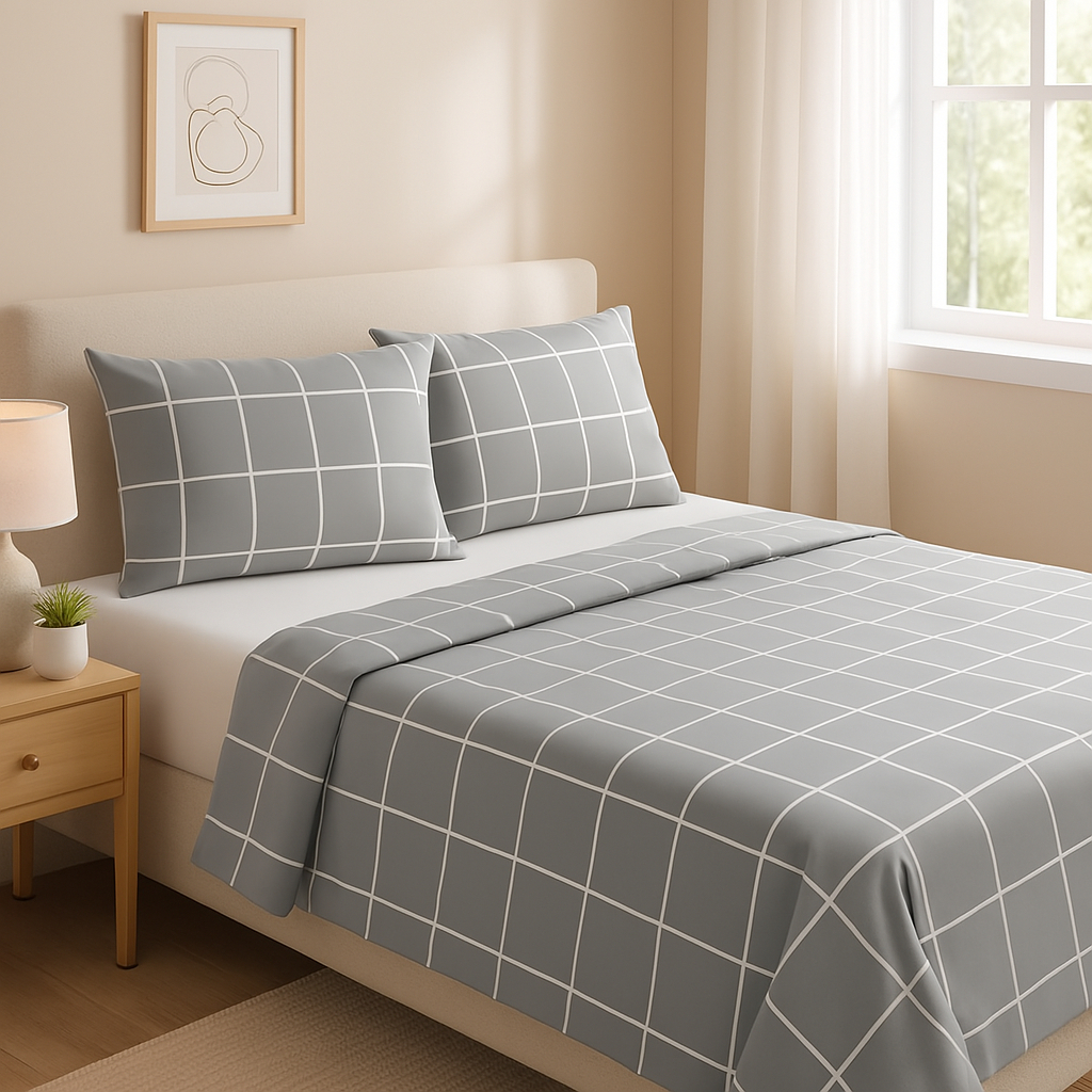 Jogo De Cama Lençol Casal Padrão 4 Peças Percal 100% Algodão Com Fronha Estampado