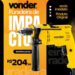 Furadeira De Impacto Vonder 3/8" 500W FIV595N Com Limitador E Botão Trava