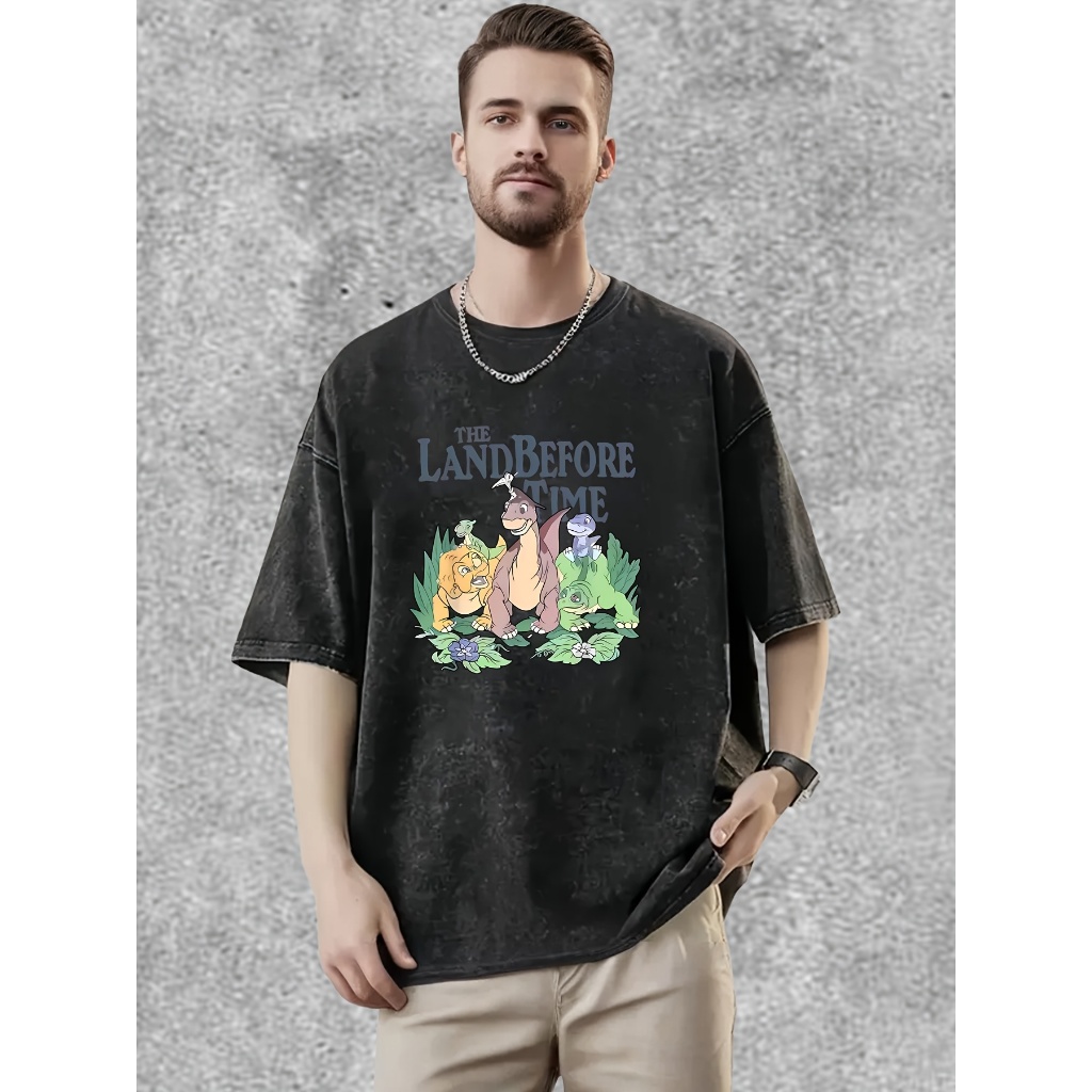 Camiseta Oversized The Land Before Time Dinossauro Planta