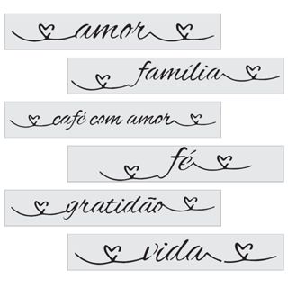 CUTKM-0002 - Kit 6 Stencils Pintura Palavras Coração 5x30cm Mylar 190 Micras Branco Leitoso em Oferta na Shopee