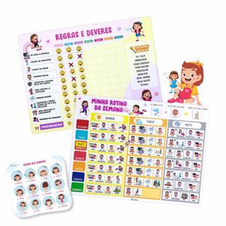 Kit Quadros Regras Incentivo e Rotina Semanal para crianças em Oferta na Shopee