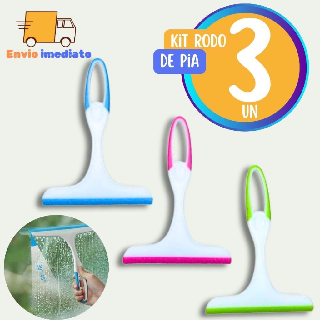 Kit 3 Rodinho de Pia Silicone Rodo para Pia Cozinha Limpeza Multiuso Design Moderno 13cm
