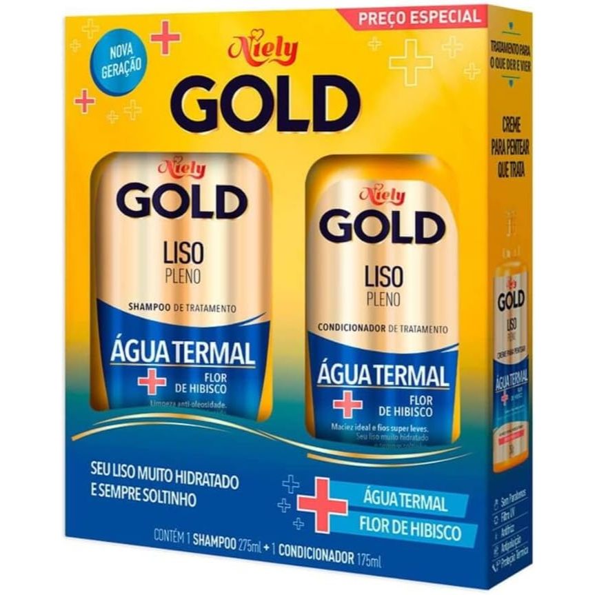 Kit Niely Gold Liso Pleno Shampoo 275ml + Condicionador 175ml em Oferta na Shopee
