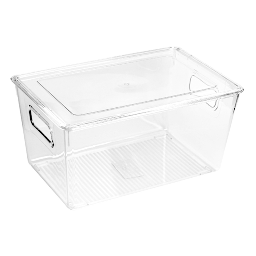 Caixa Organizadora de Acrilico C/ Tampa P/ Geladeira Cozinha Transparente Banheiro