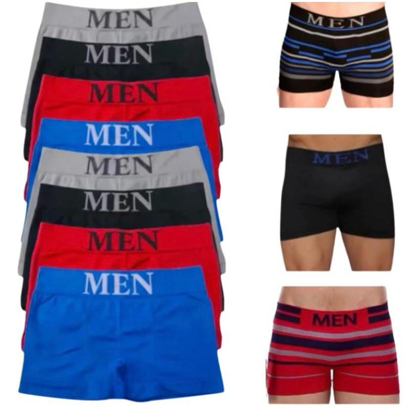 KIT 4 CUECA BOXER ADULTO CONFORTO MASCULINA DIA A DIA BASICA ANATOMICA RESPIRAVEL REFORÇADO