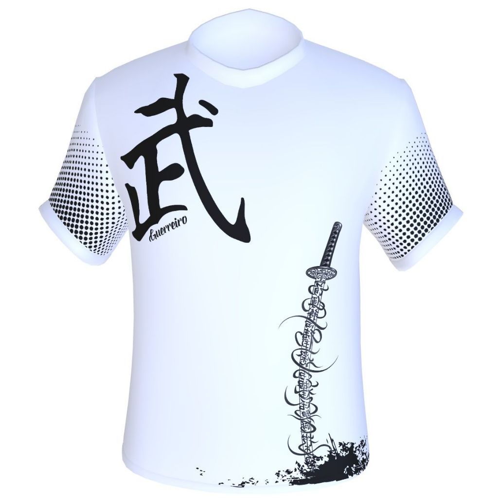 Camiseta Guerreiro Samurai Katana / Camisa Ideograma Japonês / Espada Clássica Catana
