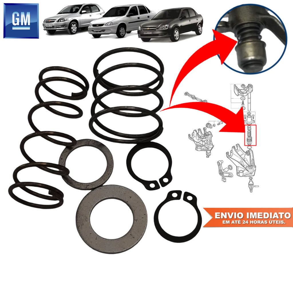 Reparo Molas do Eixo Seletor Trambulador Chevrolet Corsa Celta Prisma Astra Vectra Linha GM Kit c/NF