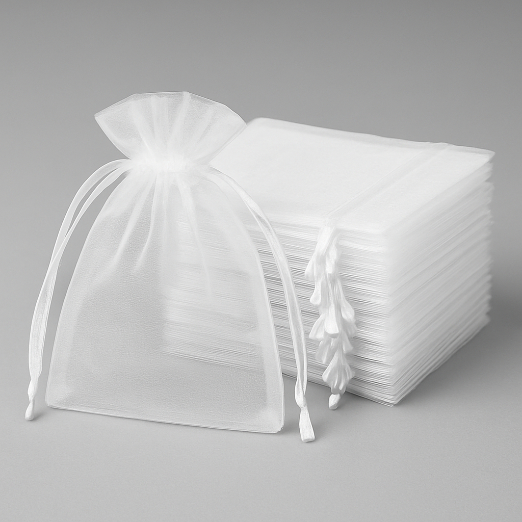 100 Saquinhos Organza Fita Cetim 🎀 Embalagem Elegante e Versátil