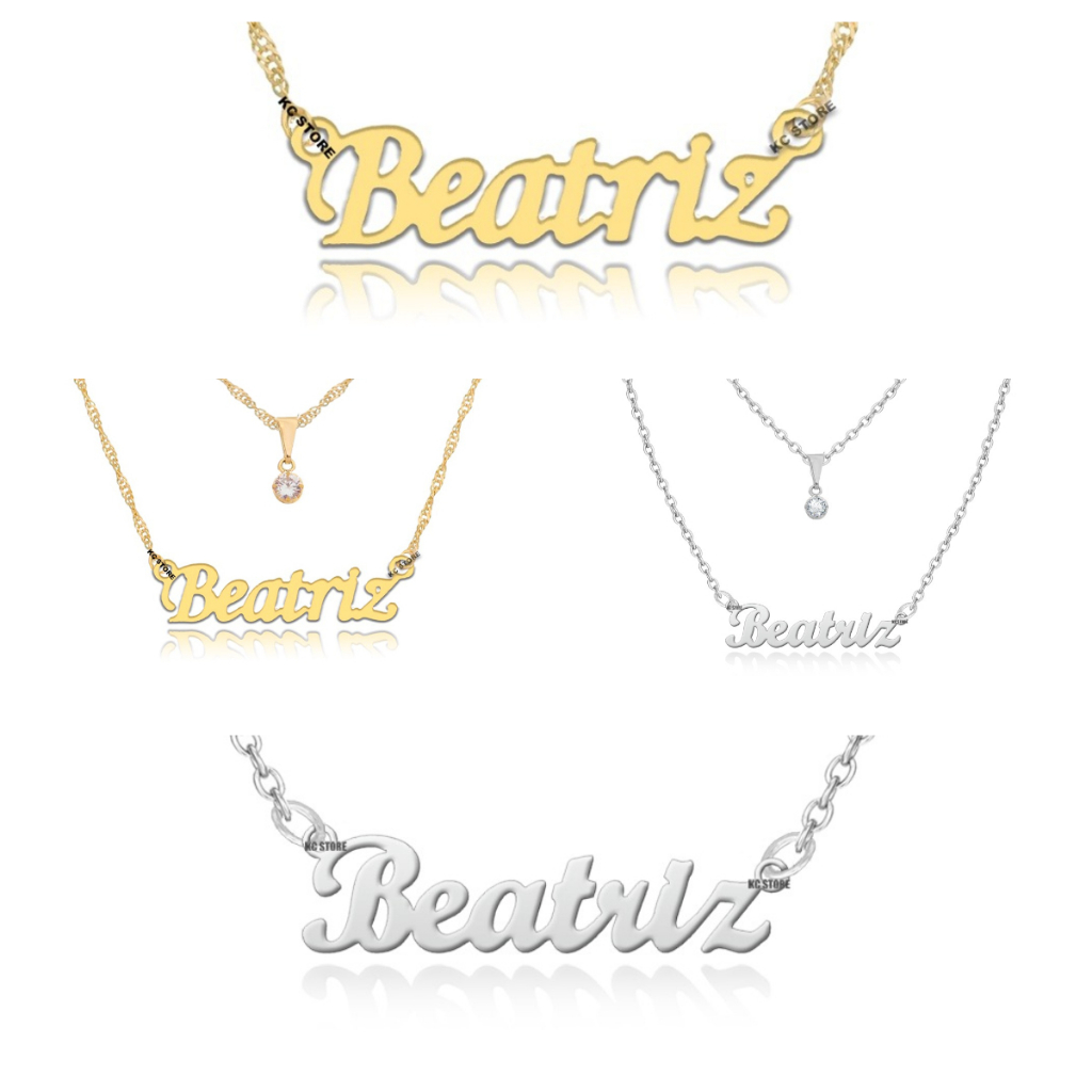 Colar corrente de Nome beatriz feminino adulto menina mulher Folheado dourado ou aço inox prateada em Oferta na Shopee
