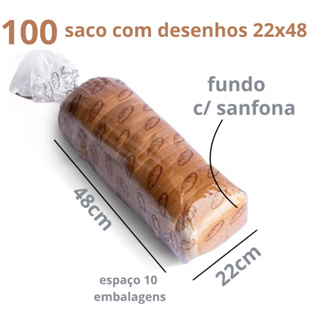 KIT 100 SACO PLÁSTICO PARA PÃES PÃO DE FORMA E CASEIRO (22x48cm) EMBALAGEM DE ALTA QUALIDADE PARA VALIMENTPOS em Oferta na Shopee