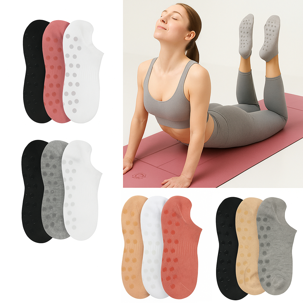 Kit 3 Pares Meias Antiderrapante Feminina Yoga Pilates Hidroginástica Academia Cross Bolinha Sortida - Men Clothes