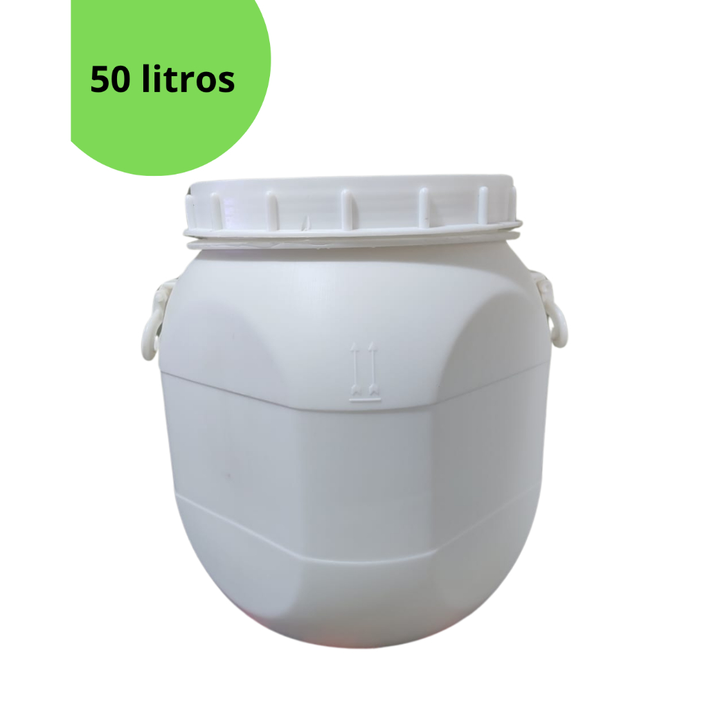 Bombona Branca Boca Larga / Tambor / Barrica/ Tonel 50 litros com alça.