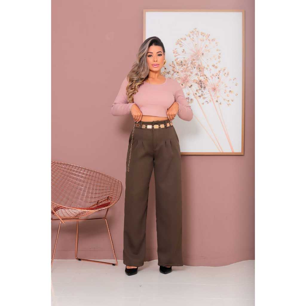 Calça Social Roupa Feminina Pantalona Alfaiataria  Lançamento Moda Luxo Elegancia Social
