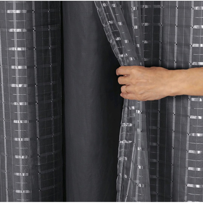 Cortina Blackout com voil Quadriculado 3,00 largura × 2,60 Alt