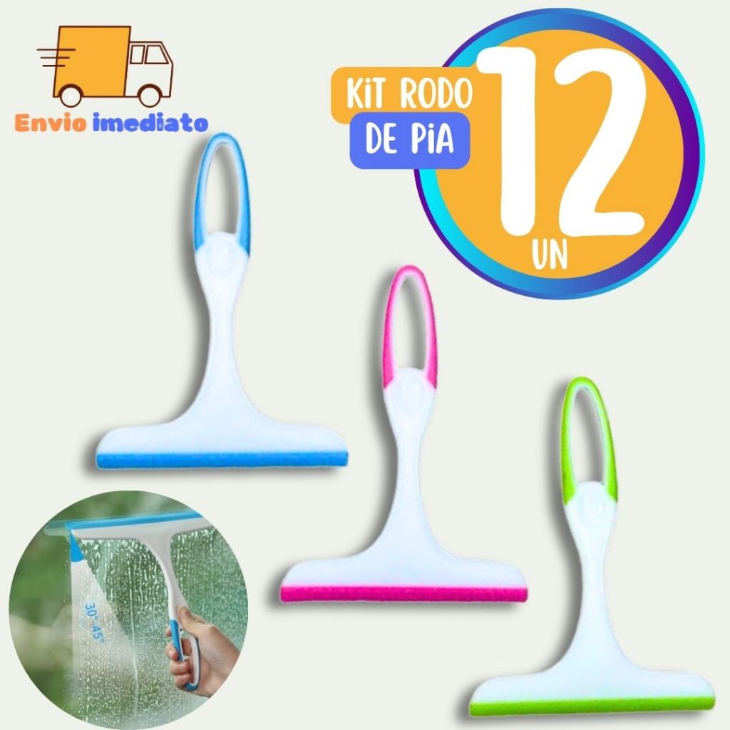 Kit 12 Rodinho de Pia Silicone Rodo para Pia Cozinha Limpeza Multiuso Design Moderno