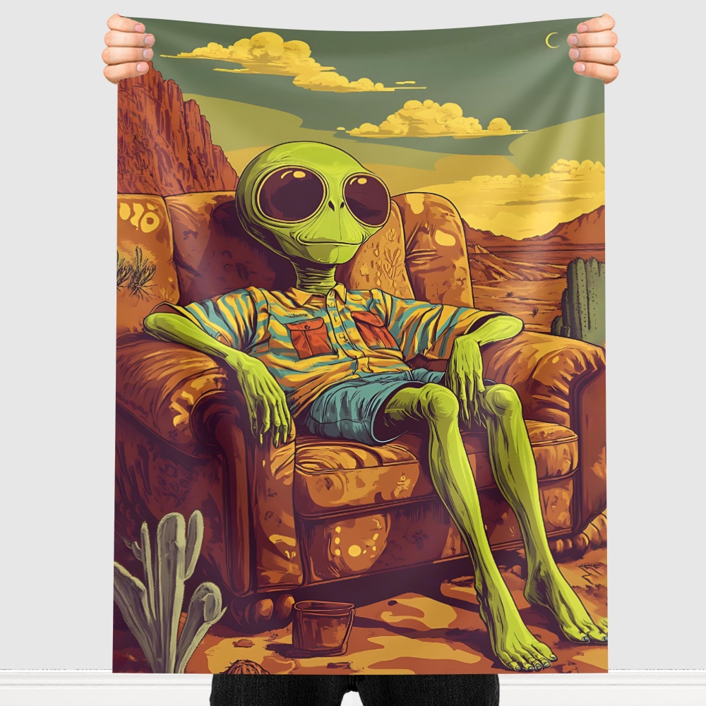Bandeira Decorativa Flag Tecido De Parede Pano Estampado Alien Relax Decoração