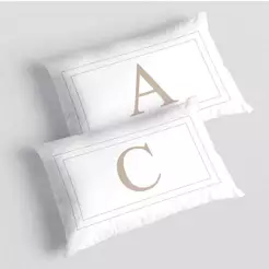 Kit 2 Capas de Almofadas Letras Iniciais Cama Casal baguete 30x50cm