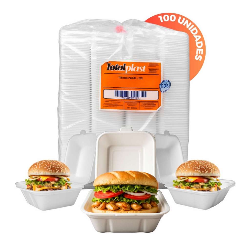 Hamburgueira De Isopor Branca H01 Pequena Pacote 100 Unidades