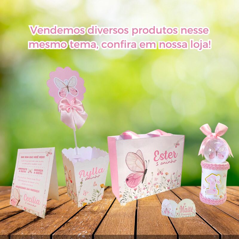 Centro de mesa JARDIM DAS BORBOLETAS pegue e monte cachepô festa infantil lembrancinhas