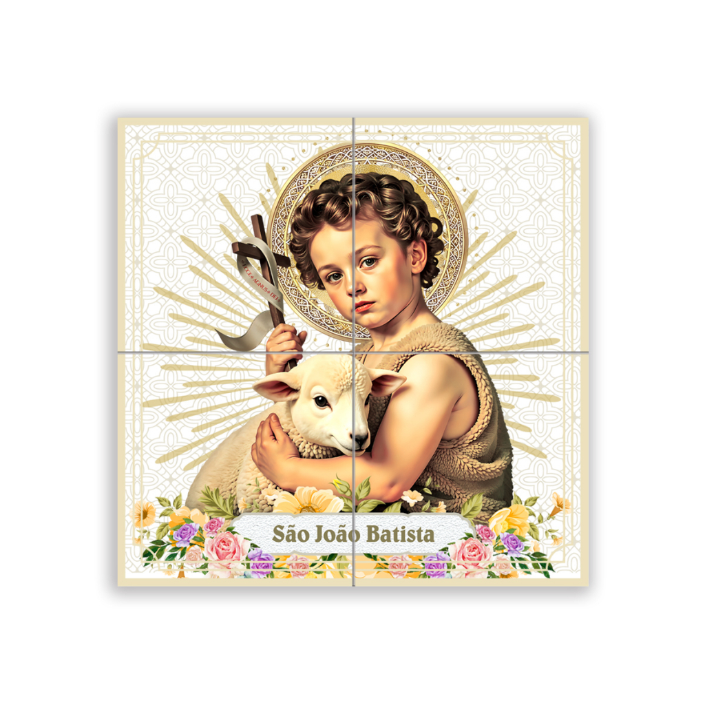 Quadro azulejo 4 peças São João Batista 25