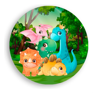 Capa Painel Redondo 1,50x1,50 Sublimado Helanca Premium Tema ''Dinossauro Baby'' em Oferta na Shopee