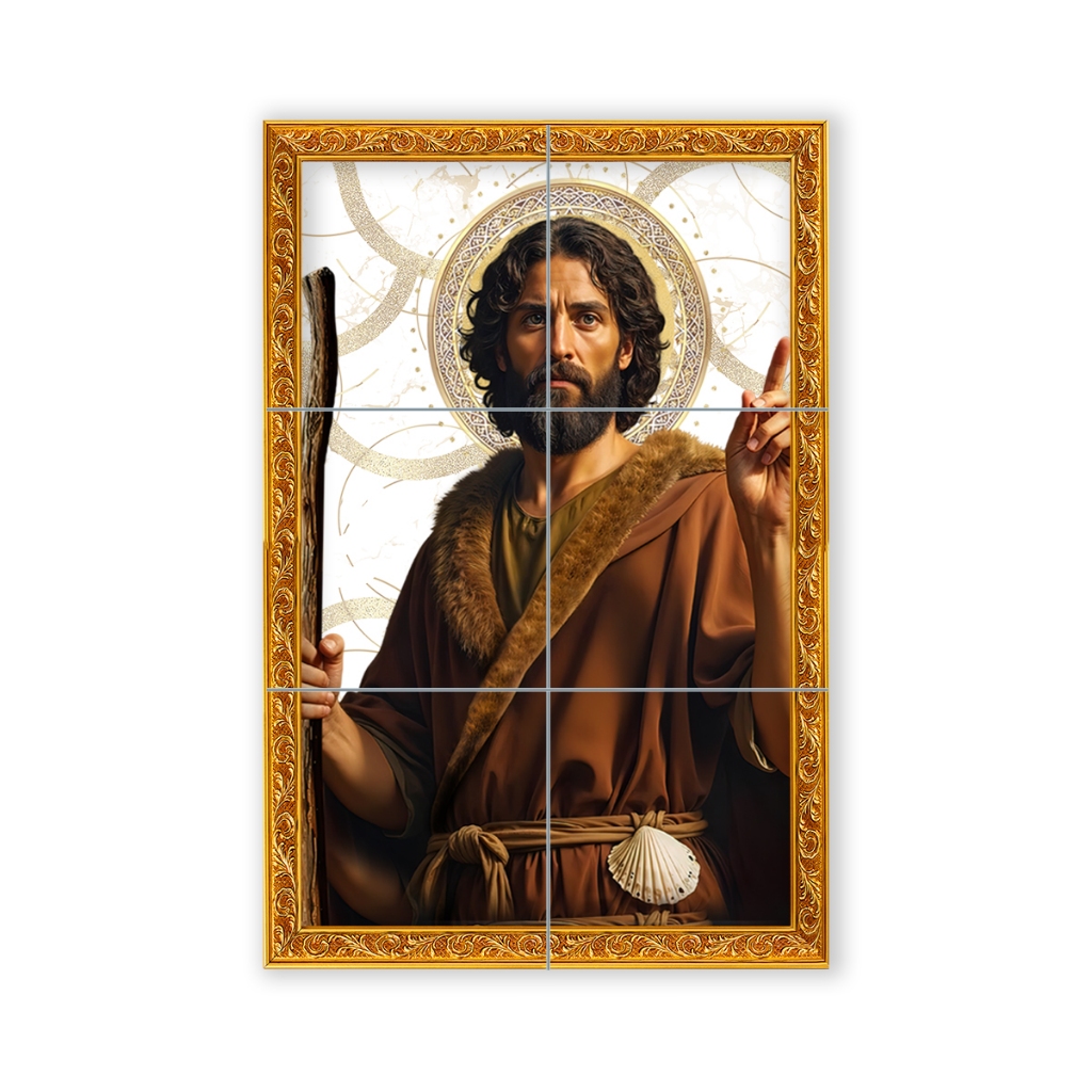 Quadro azulejo 6 peças São João Batista adulto 25