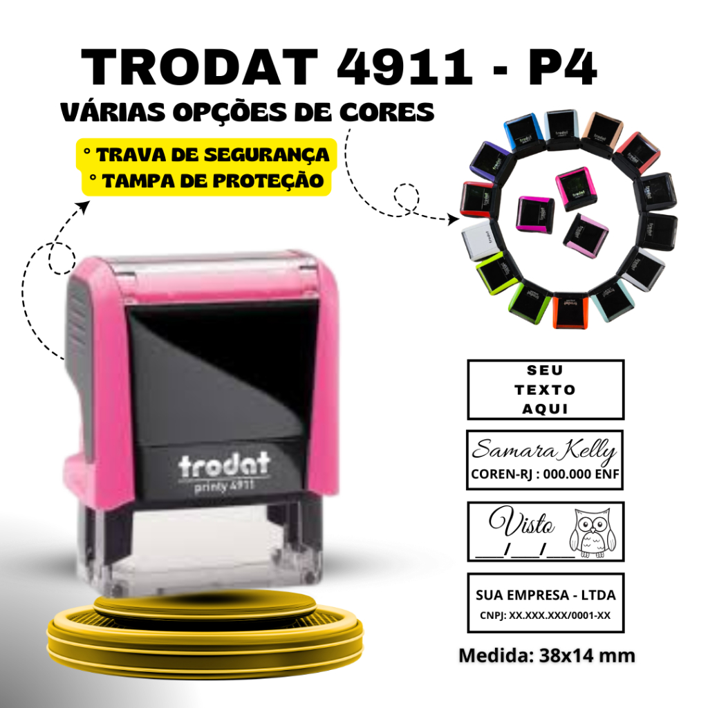 CARIMBO AUTOMÁTICO PERSONALIZADO TRODAT 4911-P4 em Oferta na Shopee