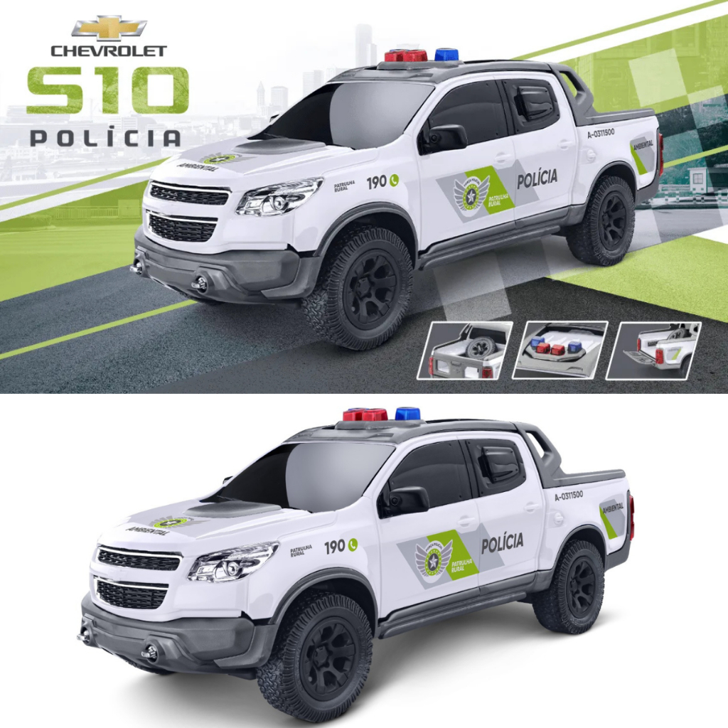 Carrinho De Resgate S10 Polícia Ambiental Brinquedo Carrinhos Amarelo Caminhão Coletor Para Criança De Menino Menina