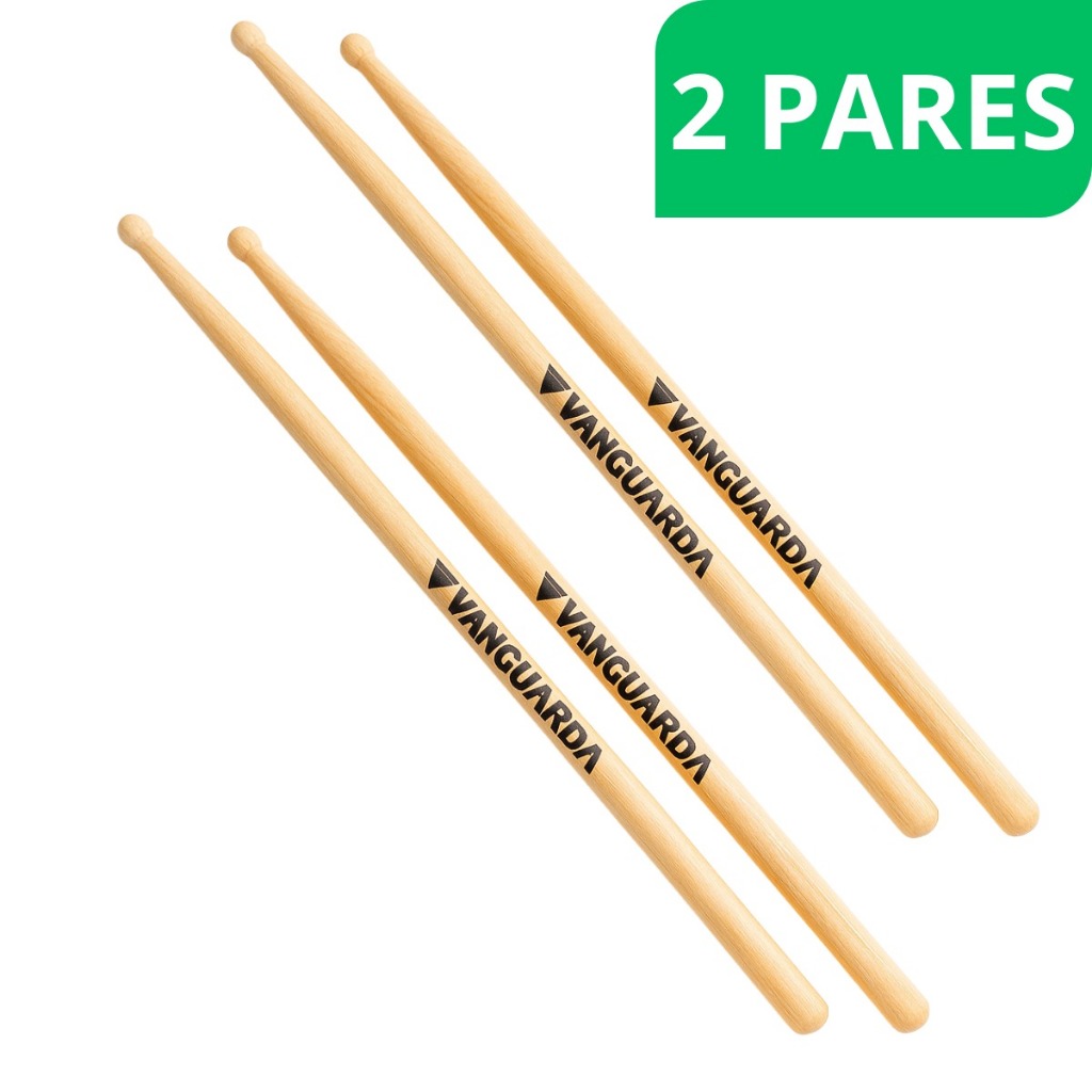 kit baqueta vanguarda 5A Spanking 2 pares para bateria madeira marfim ponta barril redonda