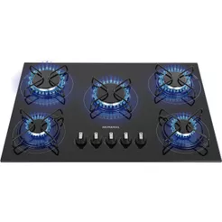 Cooktop a Gás, 5 Bocas, Mondial, Preto/Inox, Bivolt - CTG-02