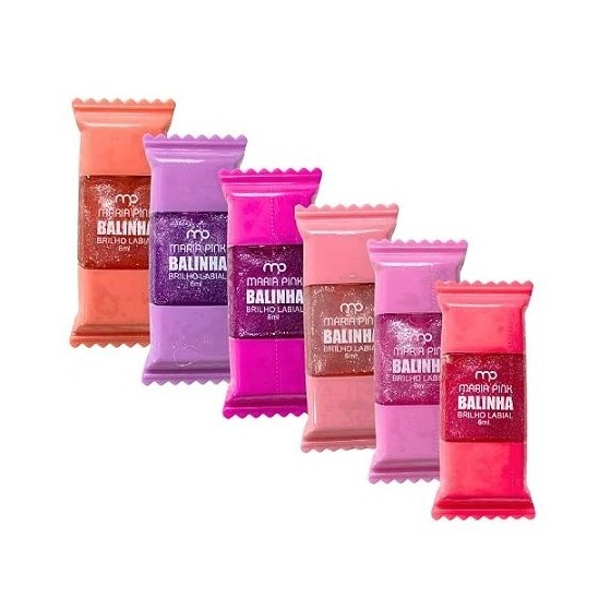 Brilho Labial Balinha Maria Pink Super Brilhante