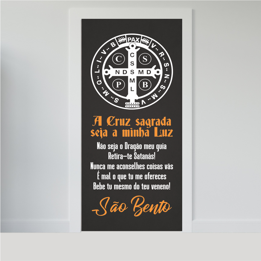 Papel Parede Adesivo para Portas de Madeira ou Vidro Decoração Revestimento Religioso - CRUZ DE SÃO BENTO