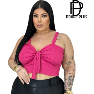DRAPA PLUS - CROPPED LAÇO PLUS SIZE em Oferta na Shopee