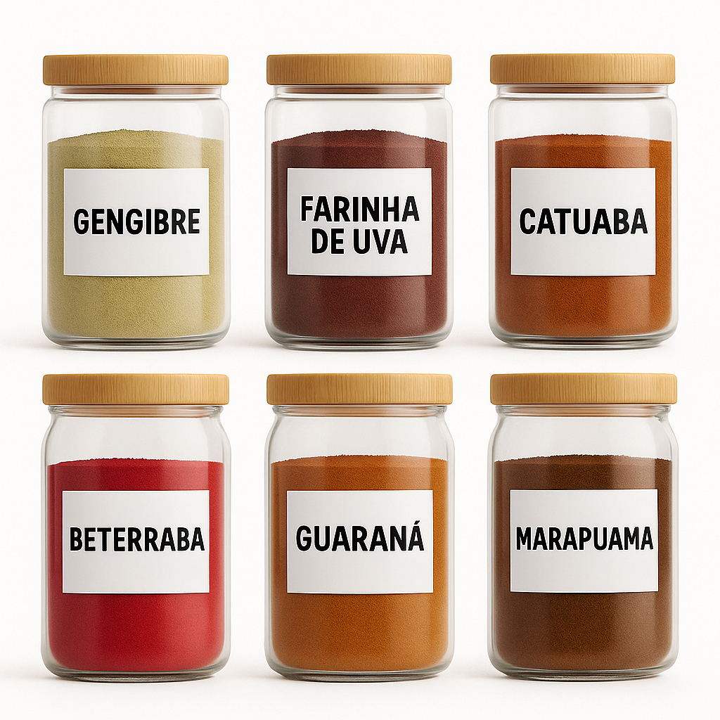 Kit Super Energético Pré Treino Natural Gengibre Guaraná Uva Beterraba Marapuama em Oferta na Shopee