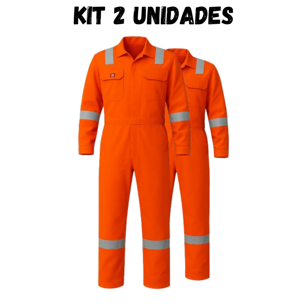 Kit 2 Macacão De Brim Antichamas Proteção Nr10 Padrão Petrobras Eletricistas Bombeiros Offshore Petroquímica Plataforma