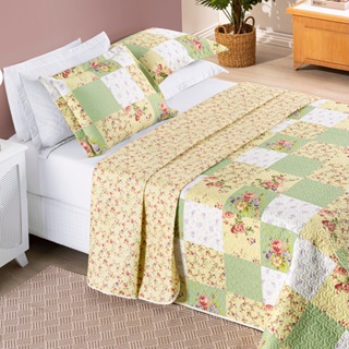 Colcha Estampada Dupla Face Bouti Casal Queen King Microfibra - 03 peças em Oferta na Shopee